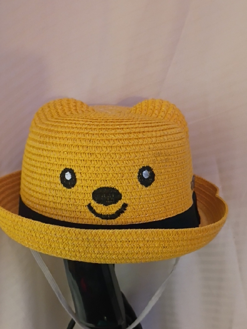 Lucky Brand Yellow Crochet Kids Straw Hat with Face